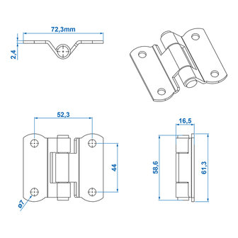 Bisagra 73x61mm