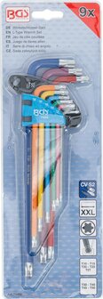 Juego de llaves allen multicolor extra larga perfil en T (para Torx) con cabeza de bola T10 - T50 9 piezas