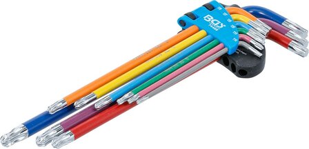 Juego de llaves allen multicolor extra larga perfil en T (para Torx) con cabeza de bola T10 - T50 9 piezas