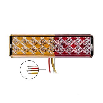 Luz de marcha atr&aacute;s de 12/24 V y LED de 3 funciones 135x38mm con soporte negro