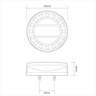 Luz trasera 12/24V de 4 funciones 125mm LED