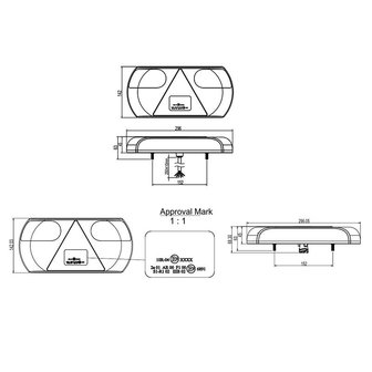 Luz trasera de 6 funciones 296x142mm 32LED derecha