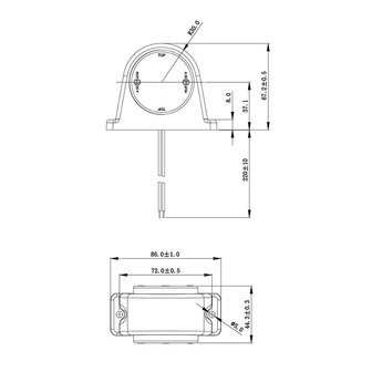 Luz de galibo roja/blanca de 68x62mm 8LED