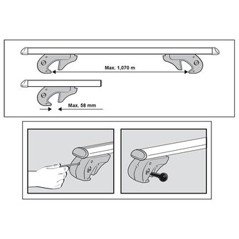 Barras portaequipajes de aluminio de 120cm y 90kg