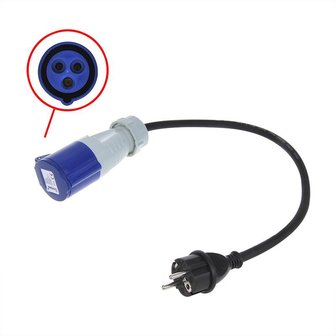 Cable adaptador 40cm de enchufe Schuko a CEE