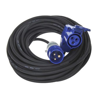 Cable de extension CEE de 25m con conector angular CEE + conector Schuko 3x2,5mm&sup2;