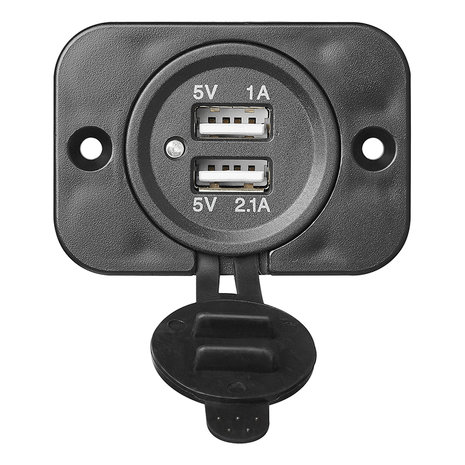 USB-port double flush mount 2100mA 12V/24V