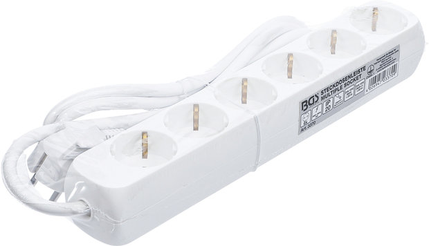 Regleta de enchufes 6 tomas cable de alimentación 1,4 m 3 x 1,5 mm² IP 20