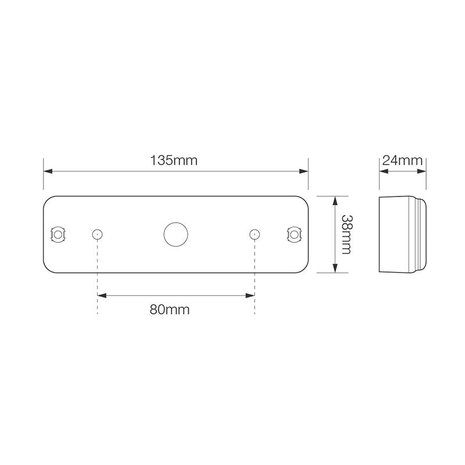 Luz de marcha atrás de 12/24 V y LED de 3 funciones 135x38mm con soporte negro