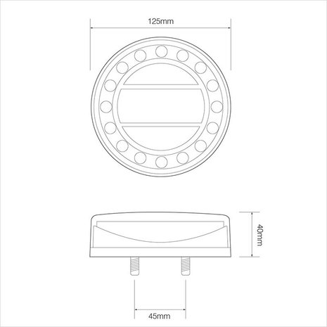 Luz trasera 12/24V de 4 funciones 125mm LED