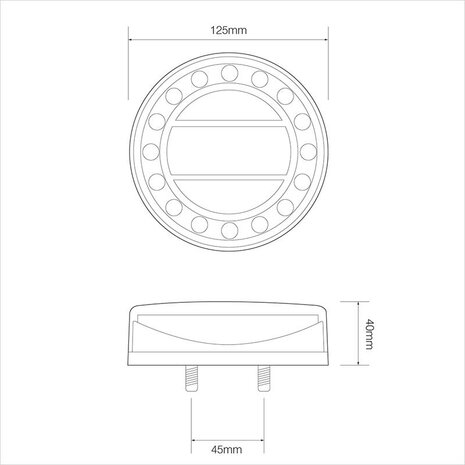 Luz trasera 12/24V de 4 funciones 125mm LED