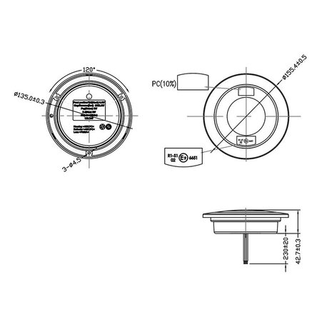 Luz trasera de 3 funciones 122mm 24LED cromada