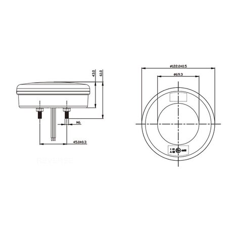 Luz trasera de 3 funciones 122mm 24LED