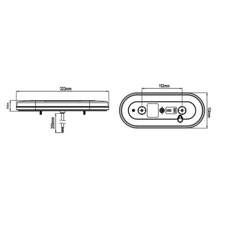 Luz trasera de 6 funciones 323x134mm 54LED izquierda