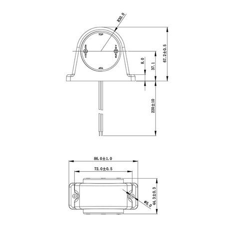 Luz de galibo roja/blanca de 68x62mm 8LED