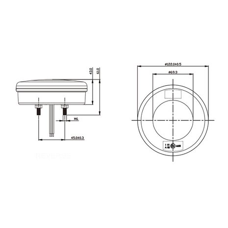 Luz frontal de 2 funciones y 24 LED de 122mm