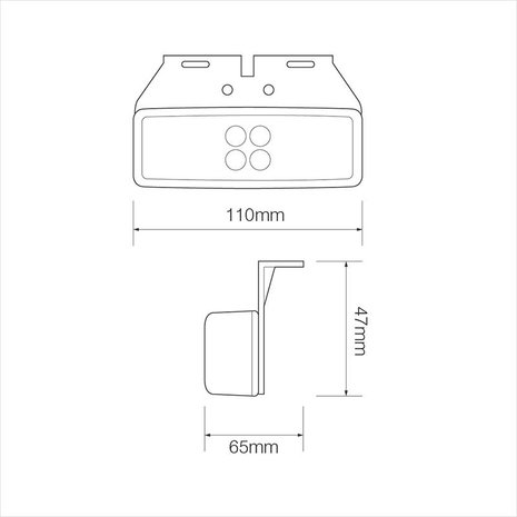 Luz amarilla para posición lateral de 12/24V y LED de 110x40mm con soporte