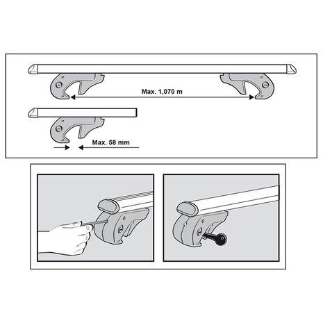 Barras portaequipajes de aluminio de 120cm y 90kg