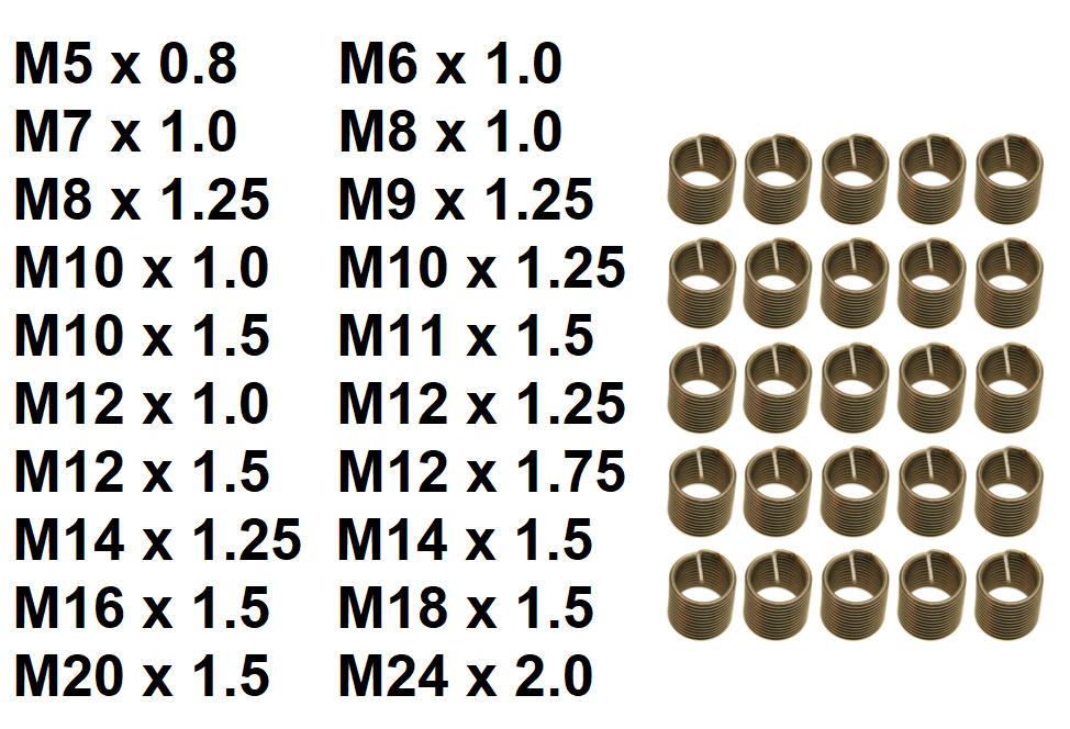Insertos roscados de repuesto, M7 x 1.0 mm