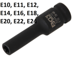 Llave de vaso de impacto E-Torx, larga entrada 12,5 mm (1/2) E10-E24