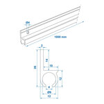 Riel de tienda de aluminio, 180°, 100 x 2,6 cm