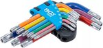 Juego de llaves allen multicolor corto perfil en T (para Torx) con perforacion T10 - T50 9 piezas