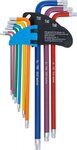 Juego de llaves allen multicolor extra larga perfil en T (para Torx) con perforacion T10 - T50 9 piezas