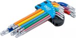 Juego de llaves allen multicolor perfil en T (para Torx) con cabeza de bola T10 - T50 9 piezas