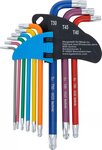 Juego de llaves allen multicolor perfil en T (para Torx) con cabeza de bola T10 - T50 9 piezas