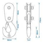 Polea con garfio para cabrestante eléctrico