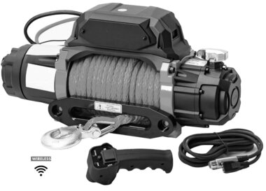 Cabrestante 12V 5443kg 26m cable sintetico mando a distancia inalambrico