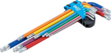 Juego de llaves allen multicolor extra larga perfil en T (para Torx) con cabeza de bola T10 - T50 9 piezas