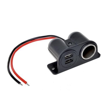 Surface-mount cigarette lighter socket + 2xUSB 12V/24V